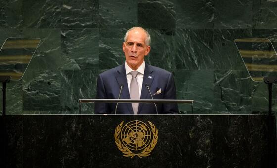 El presidente de Honduras, Nasry Juan Asfura Zablah, interviene en el debate general del 81.º período de sesiones de la Asamblea General de las ONU .
